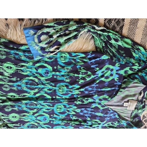 VTG Donna Morgan 8 Peacock Blue Green Stretch Resort Cruise Knee Length Dress - Picture 6 of 9